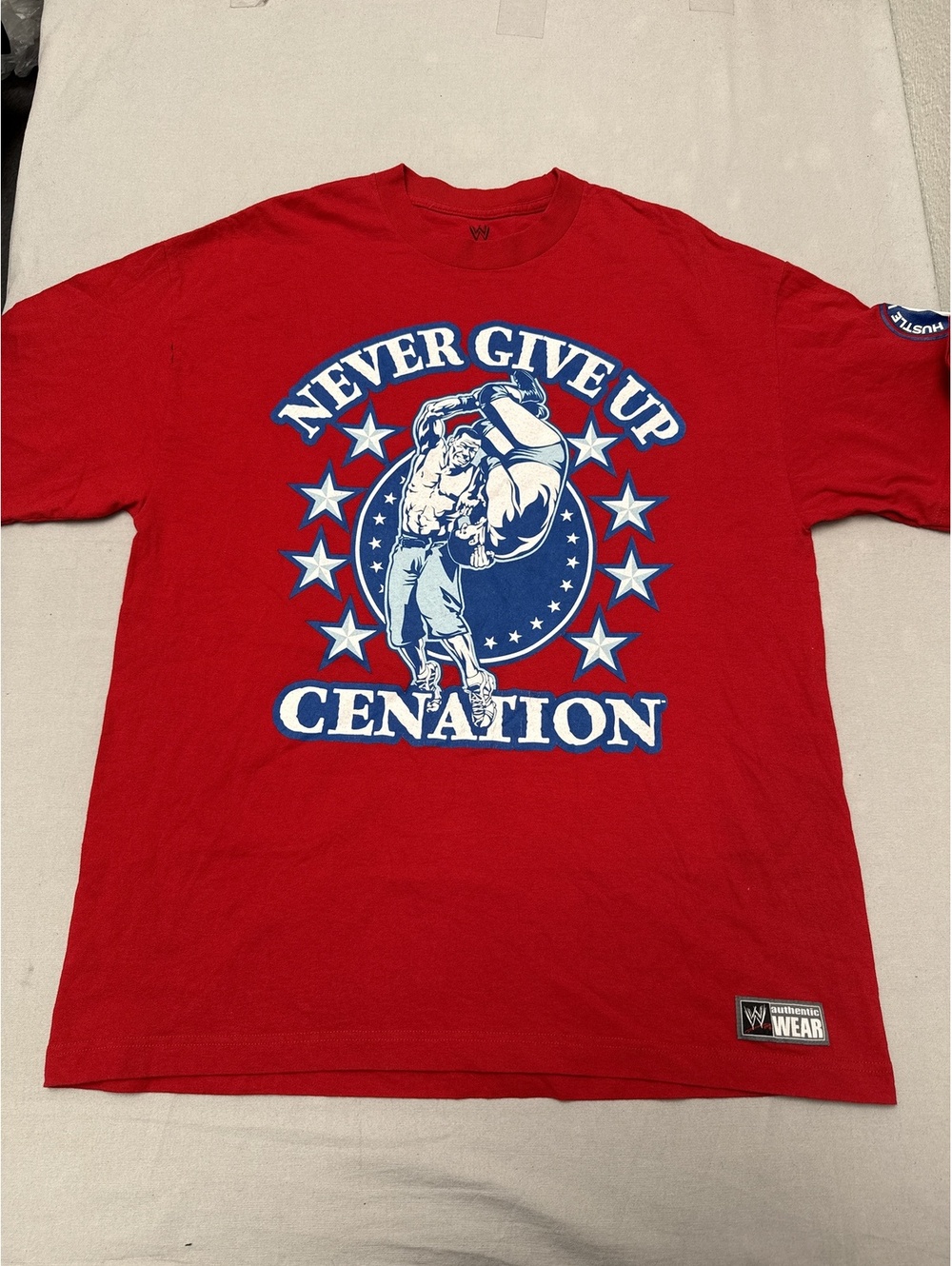 WWE John Cena T-shirt Never Give Up Cenation Tee 31 x 25 -XL